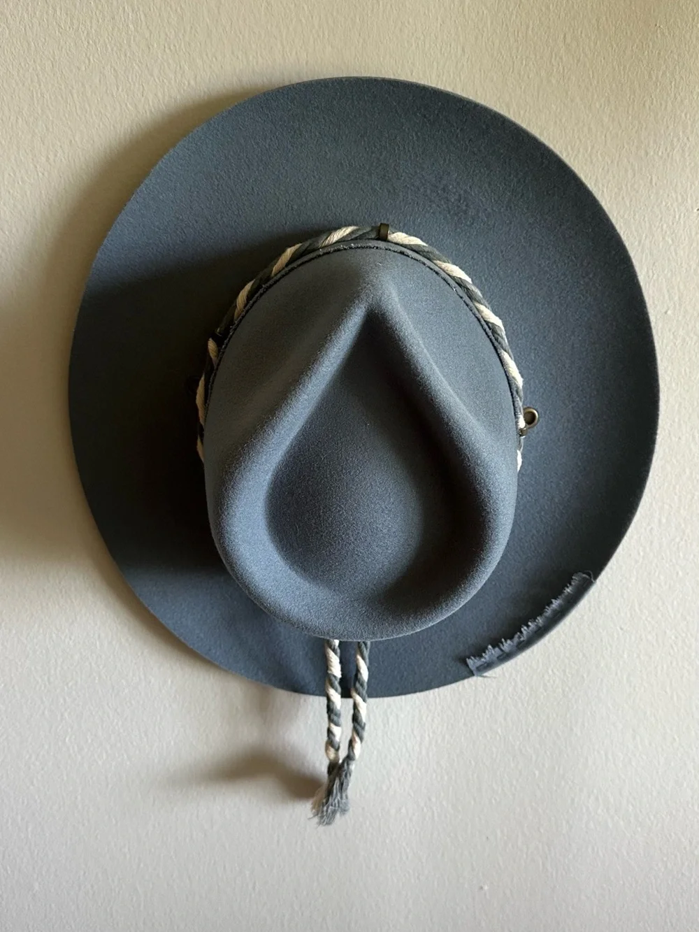 GIGI PIP Wide Brim Felt Fedora in Slate Blue with Braided Accent